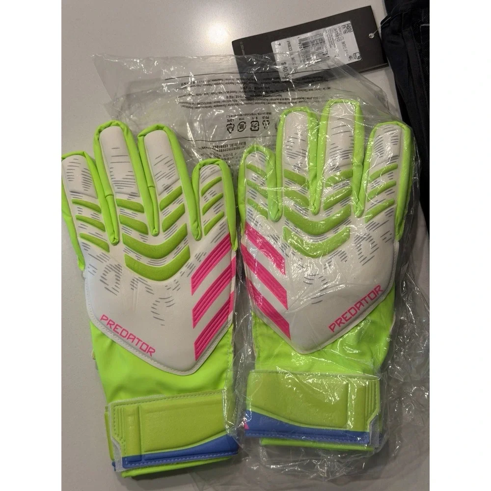 Adidas Predator Match Fingersave Jr Goalkeeper Gloves JH3810 Green Pink 7 NWT